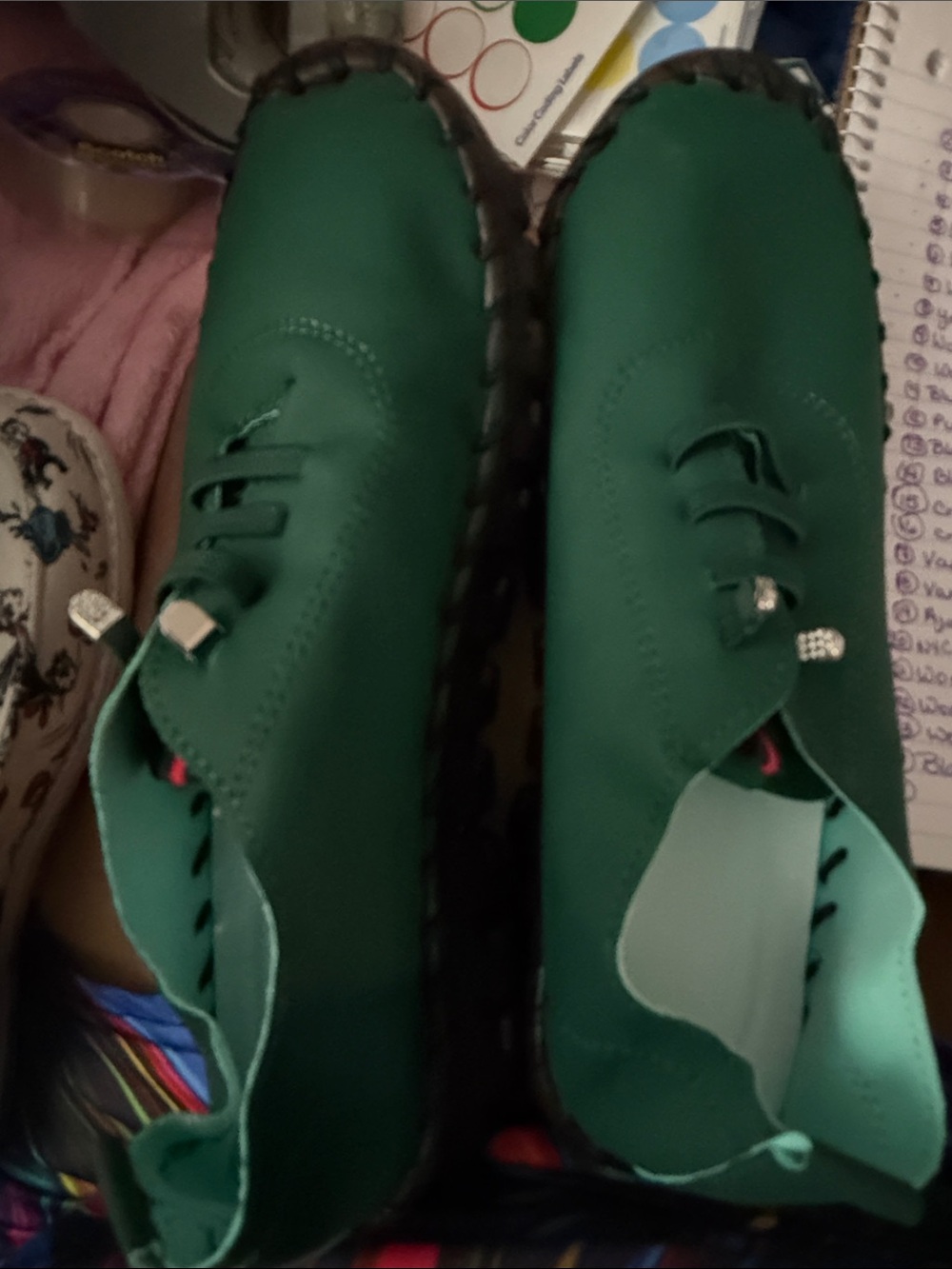 OZMA Emerald Green Slip-On Loafers
